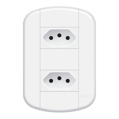 2 Tomadas 2P+T 10A/250V~ - Distanciadas - Blanc Mais