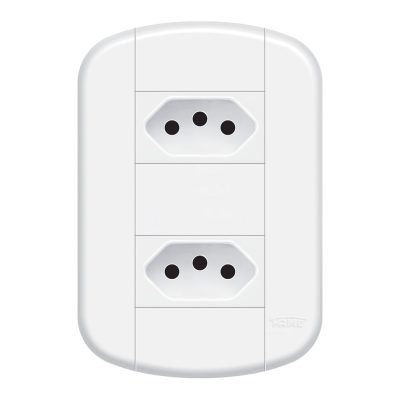 2 Tomadas 2P+T 20A/250V~ - Distanciadas - Blanc Mais