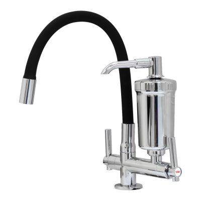 Torneira com Filtro Articulado AcquaFam - Bancada Cozinha - Preta e Cromada