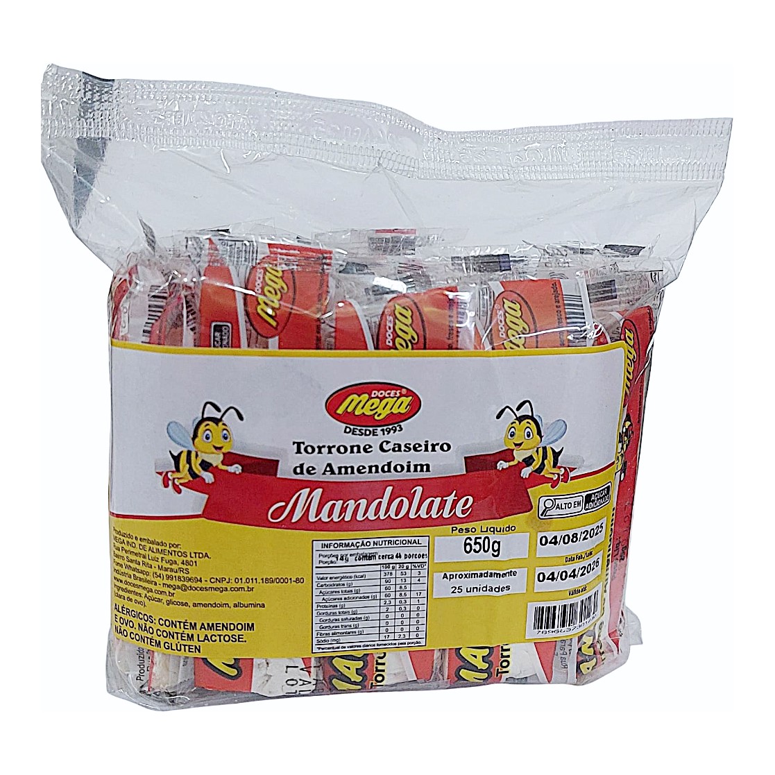 Torrone Mandolate Caseiro de Amendoim - 650g