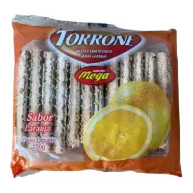 Torrone com Waffer recheio sabor Laranja - 150g
