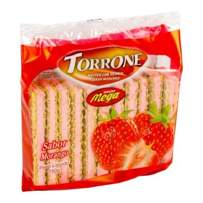Torrone com Waffer recheio sabor Morango - 150g